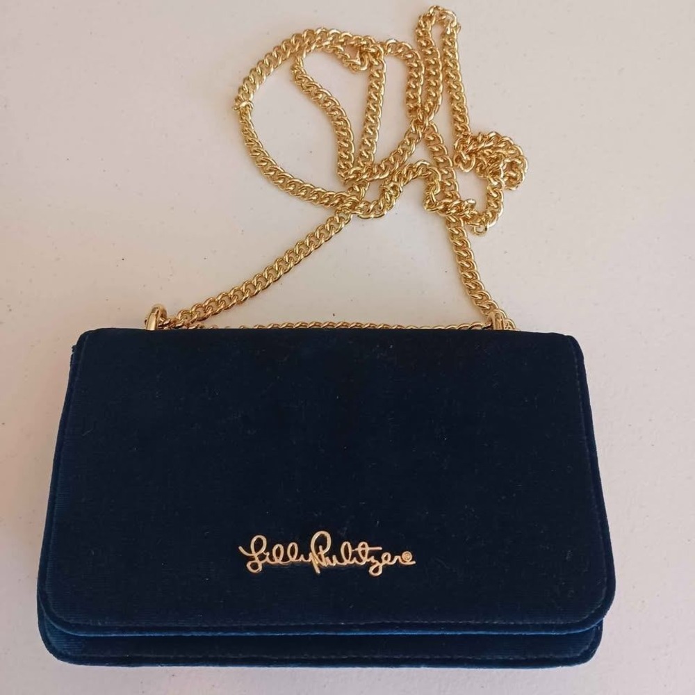 Lilly Pulitzer Womens Crossbody Bag NWT Velvet - Kat - Inky Navy 060155 - Picture 2 of 7